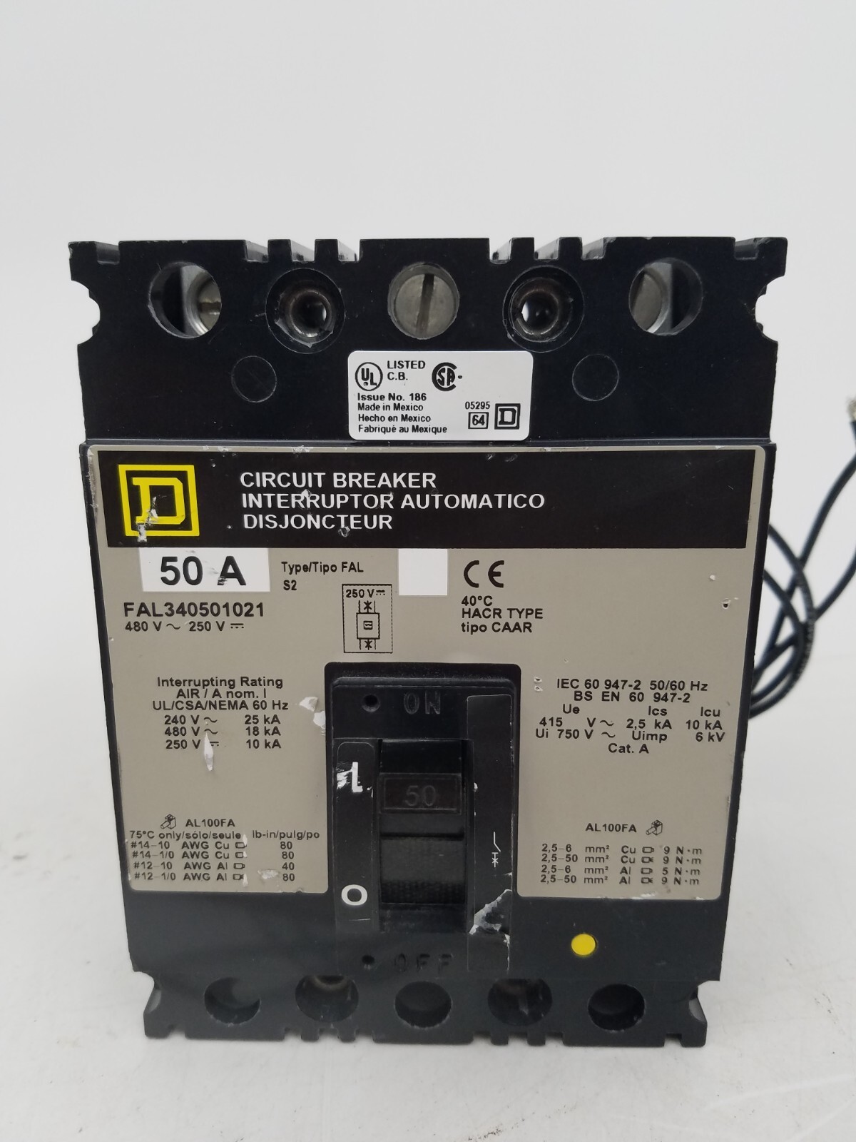 FAL340501021 Square D 50 Amp Circuit Breaker + Shunt 120v-240V – Next Day Option