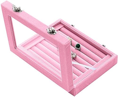 EONGOA Jewelry Box Rings Organizer Tray 7.87 x 5.90 x 1.77 inches, Light Pink