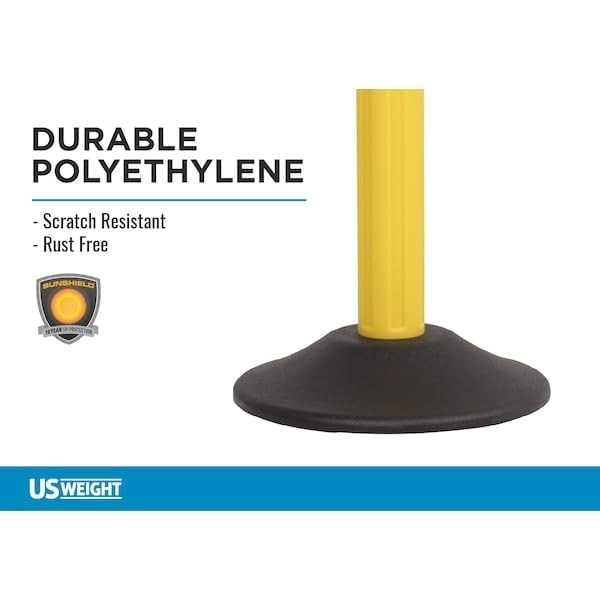 Versatile Yellow Stanchion with 10′ Durable Plastic Chain for Indoor/Outdoor Use