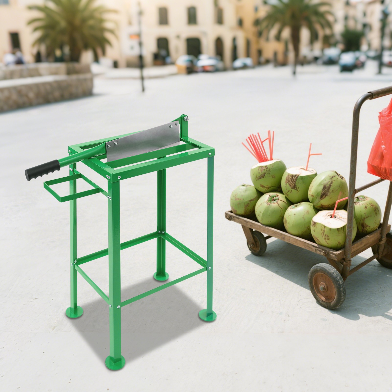 Commercial Coconut Opener Manual Cutter Floor Standing Coconut Cutting Tool