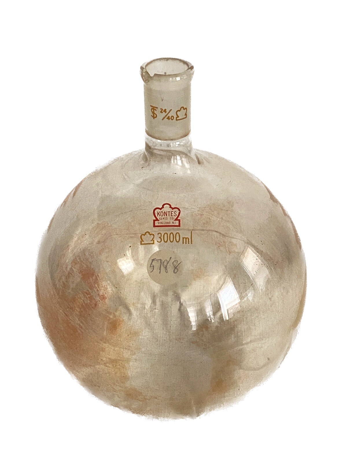 KONTES Glass 3000mL 24/40 Single Neck Round Bottom Boiling Flask 25285-3000 B