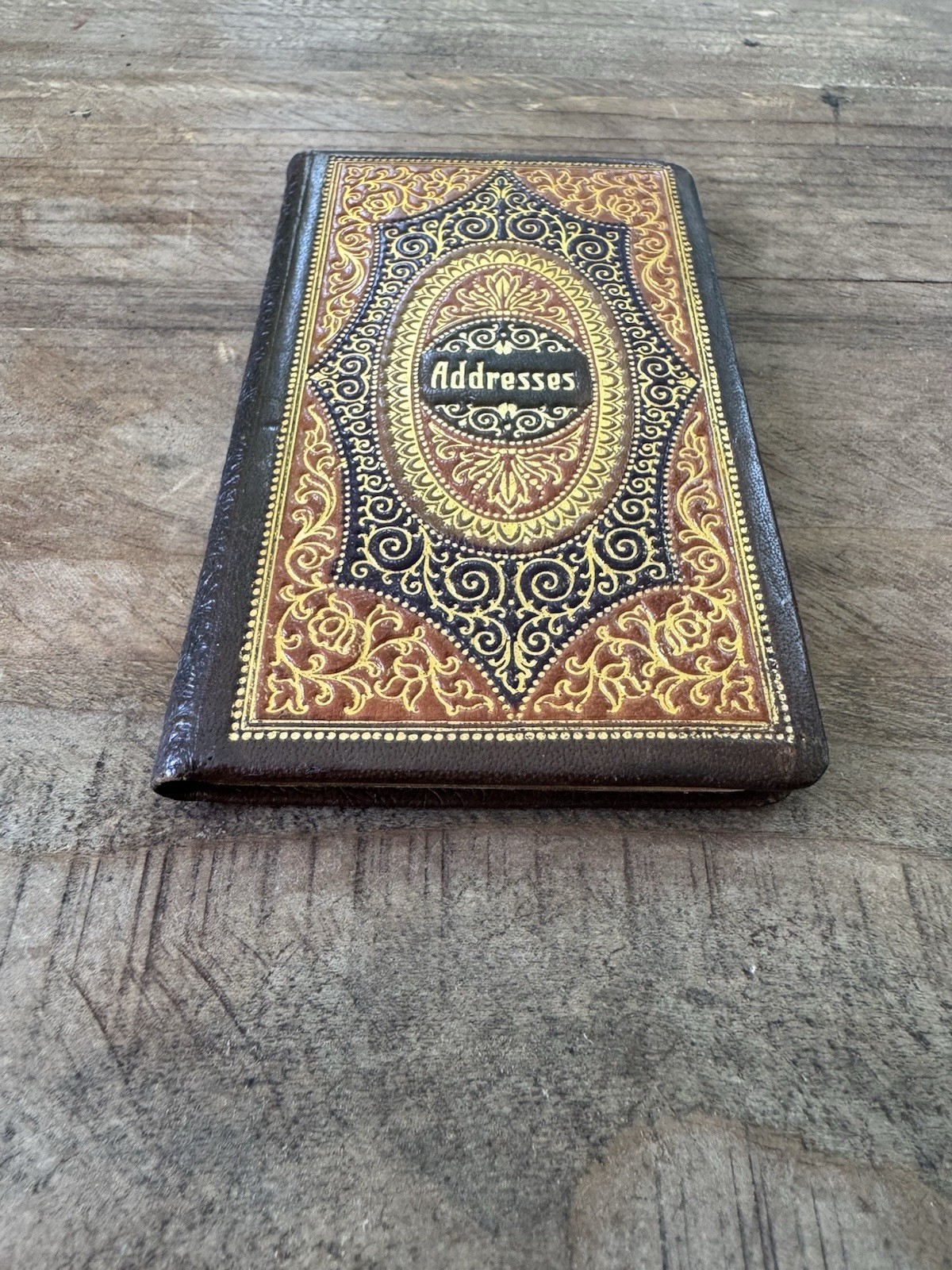 Antique Address Book Made in Austria Ornate Embossed Leather Victorian Style 4”