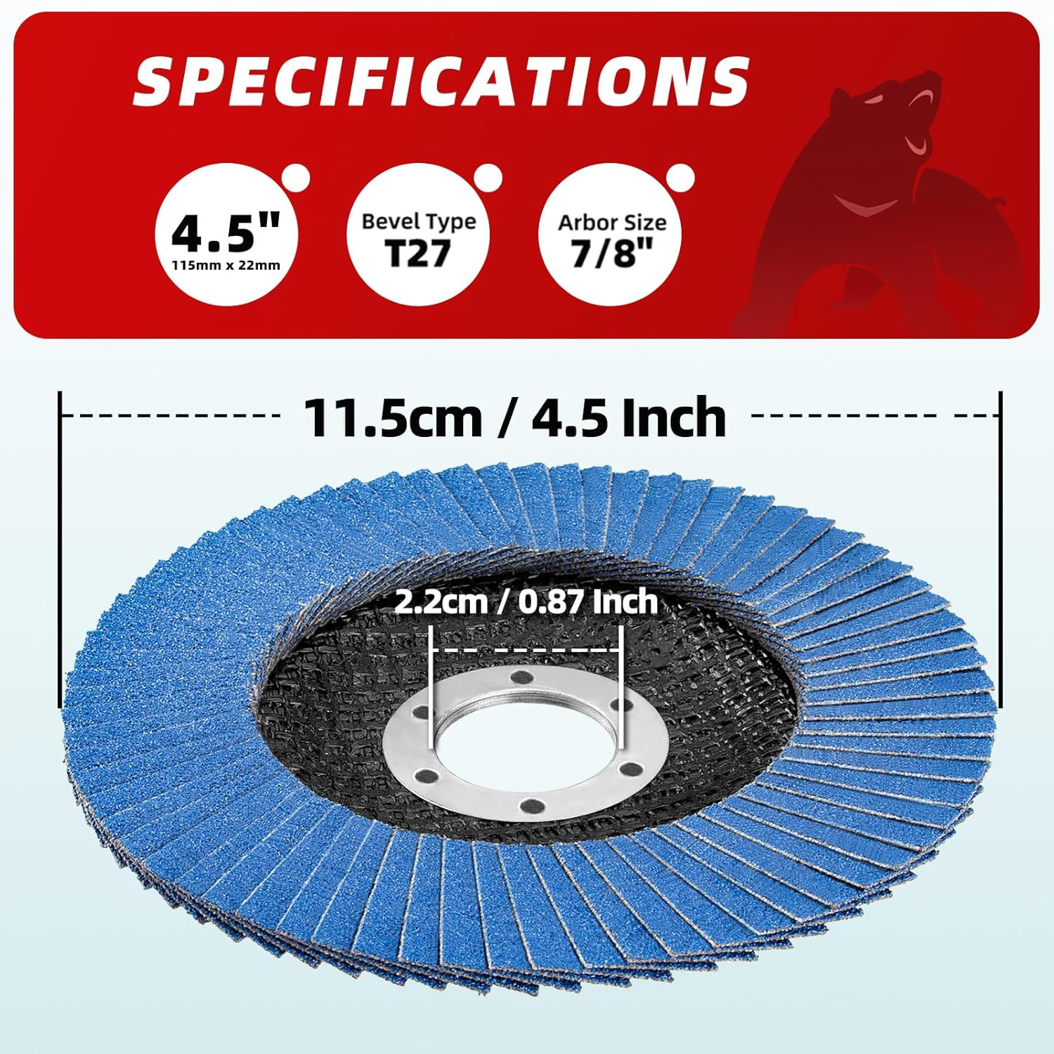 50 Pack 40 Grit Zirconia Flap Discs 4.5″ X 7/8″ T27 for 4 1/2 Inch Angle Grinder