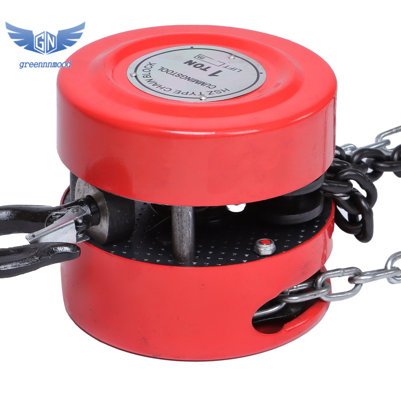 Manual Chain Hoist | 1 Ton / 2200 lbs Capacity | 8ft / 2.5m Lift | 2 Hooks Red