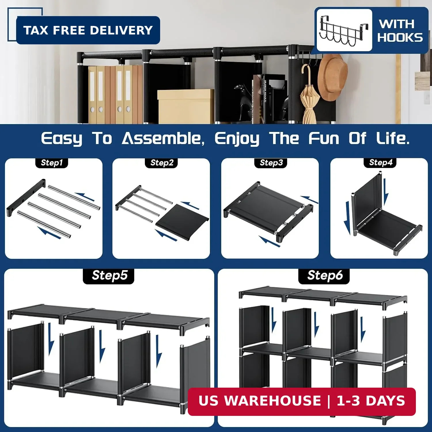 Bookcase, 18-Cube Extra Large Book Shelf, DIY Cube Storage Organizer for Bedroom