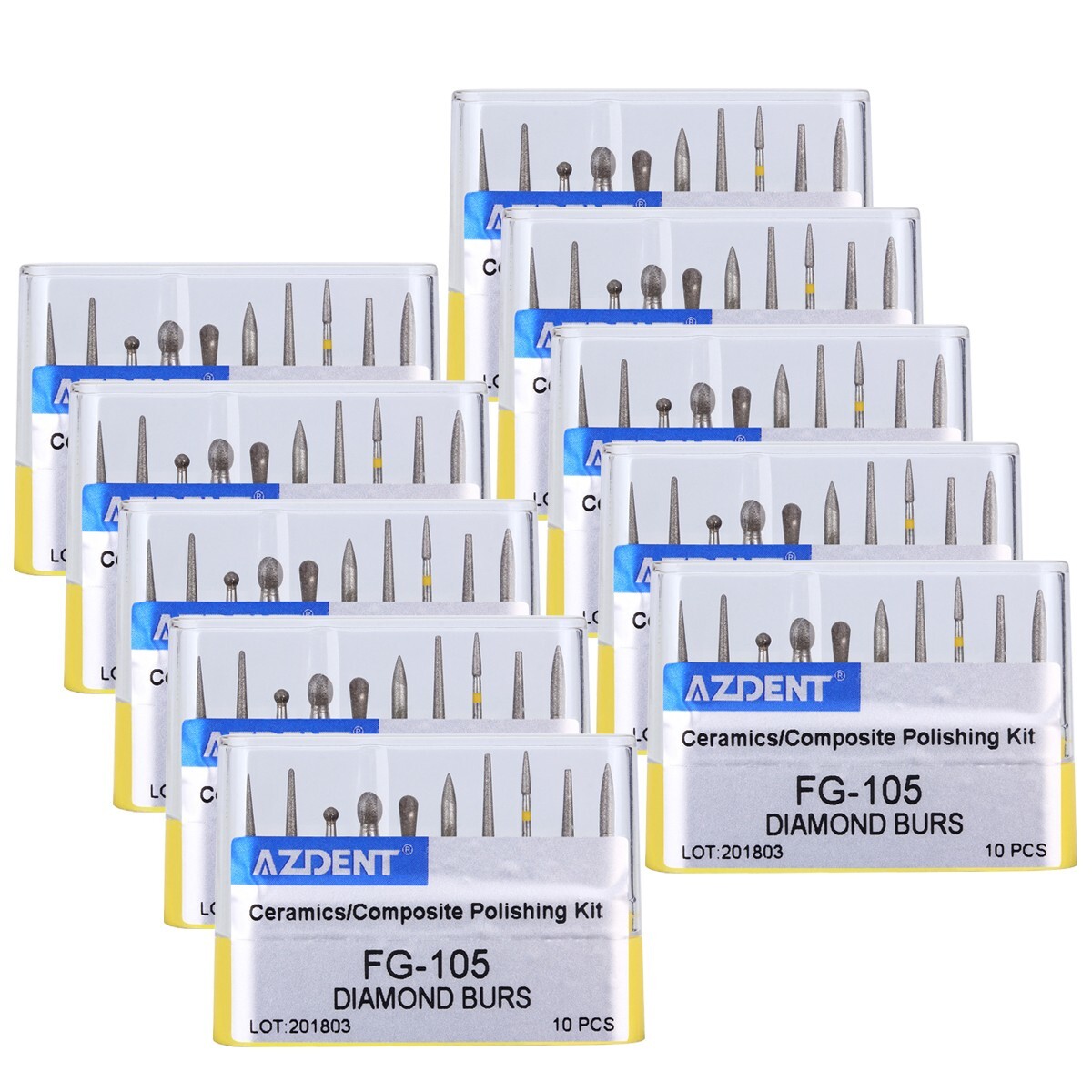 AZDENT Dental FG Diamond Burs Fit High Speed Handpiece Composite Polishing