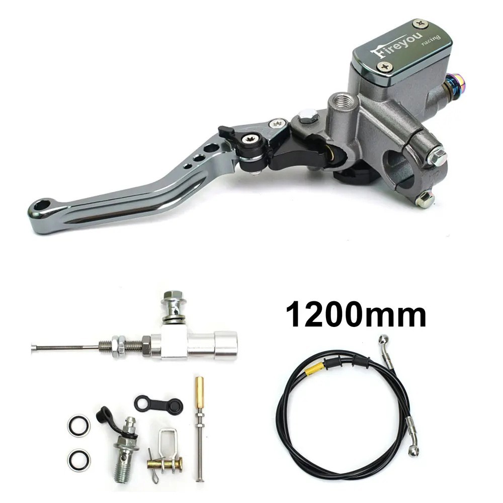 7/8in Motorcycle Hydraulic Brake Clutch Kit Lever Pump Hose for Yamaha Honda