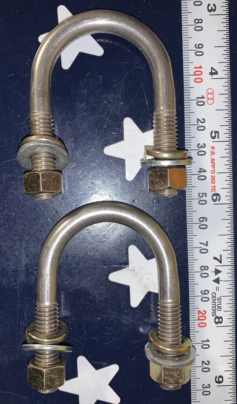 1-1/2” U-Bolt 3/8-16 SAE 304L Stainless Pack of 2 (Hardware Not SS) Size In Pics