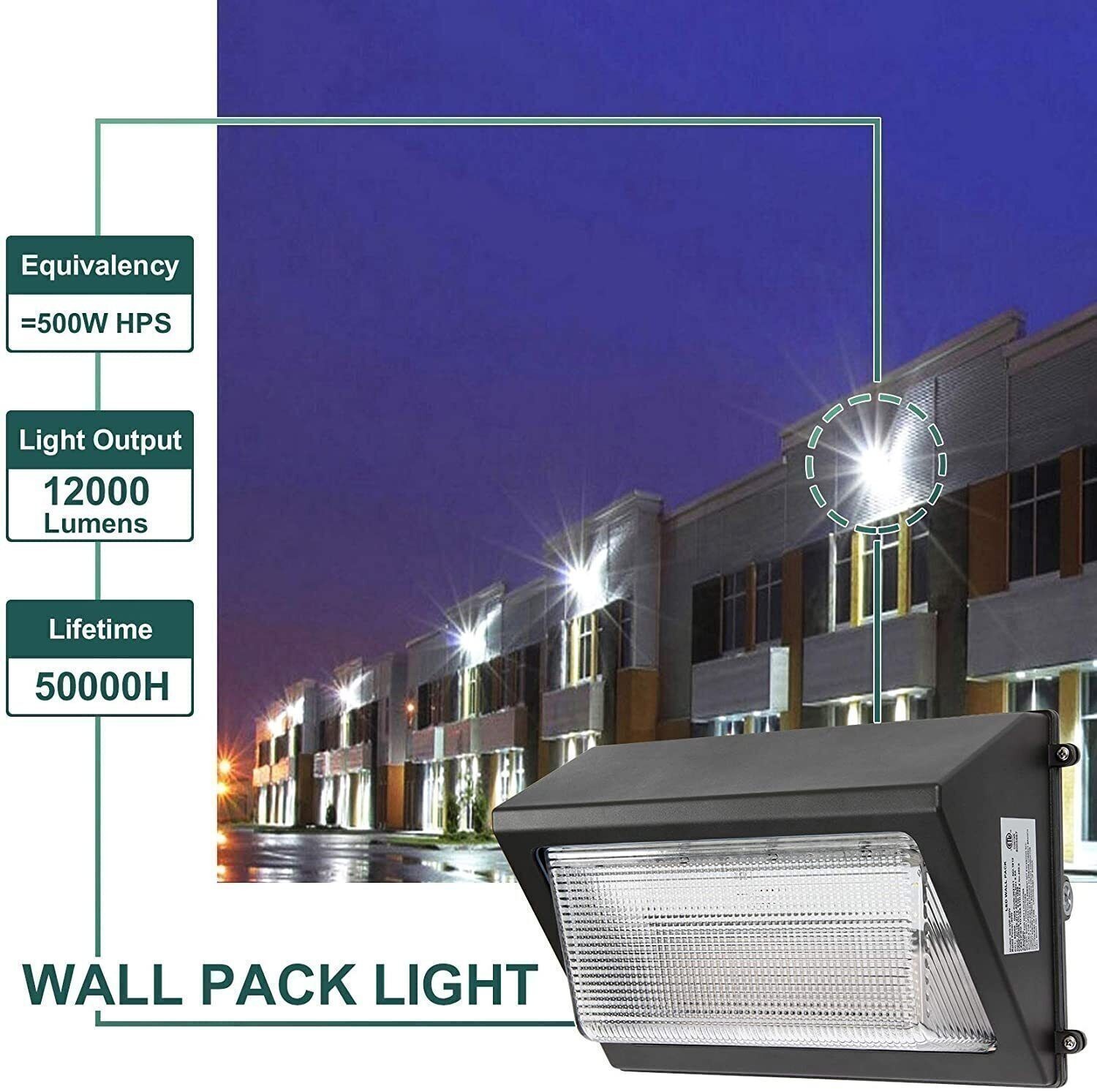 80/60/48W 2PCS LED Wall Pack Light (Photocell) Wall Lamp Outdoor Security Light