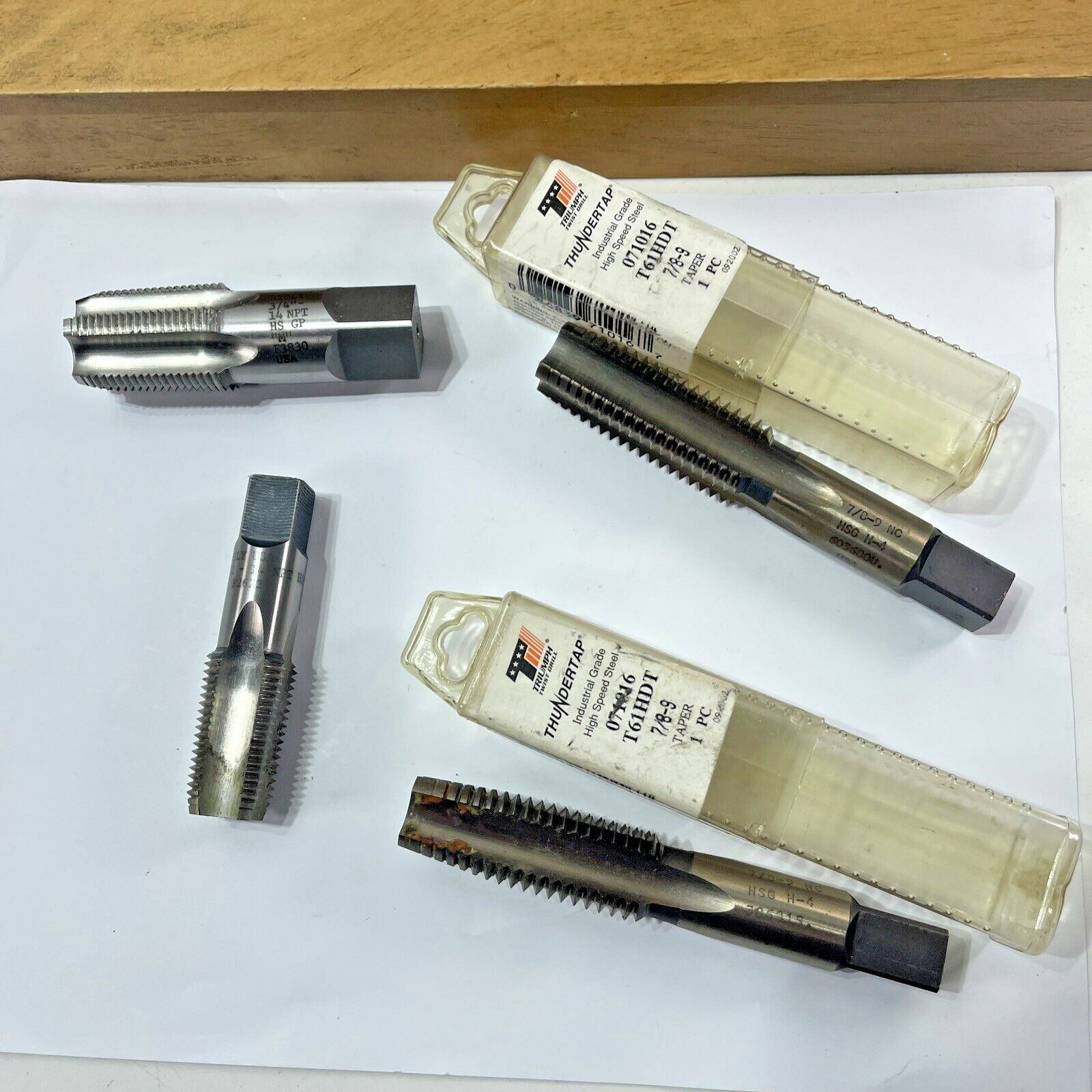 Lot of 4 Besly & Thundertap Assorted Large Taps 2x 7/8″ taper, 3/4″, 1/2″ READ
