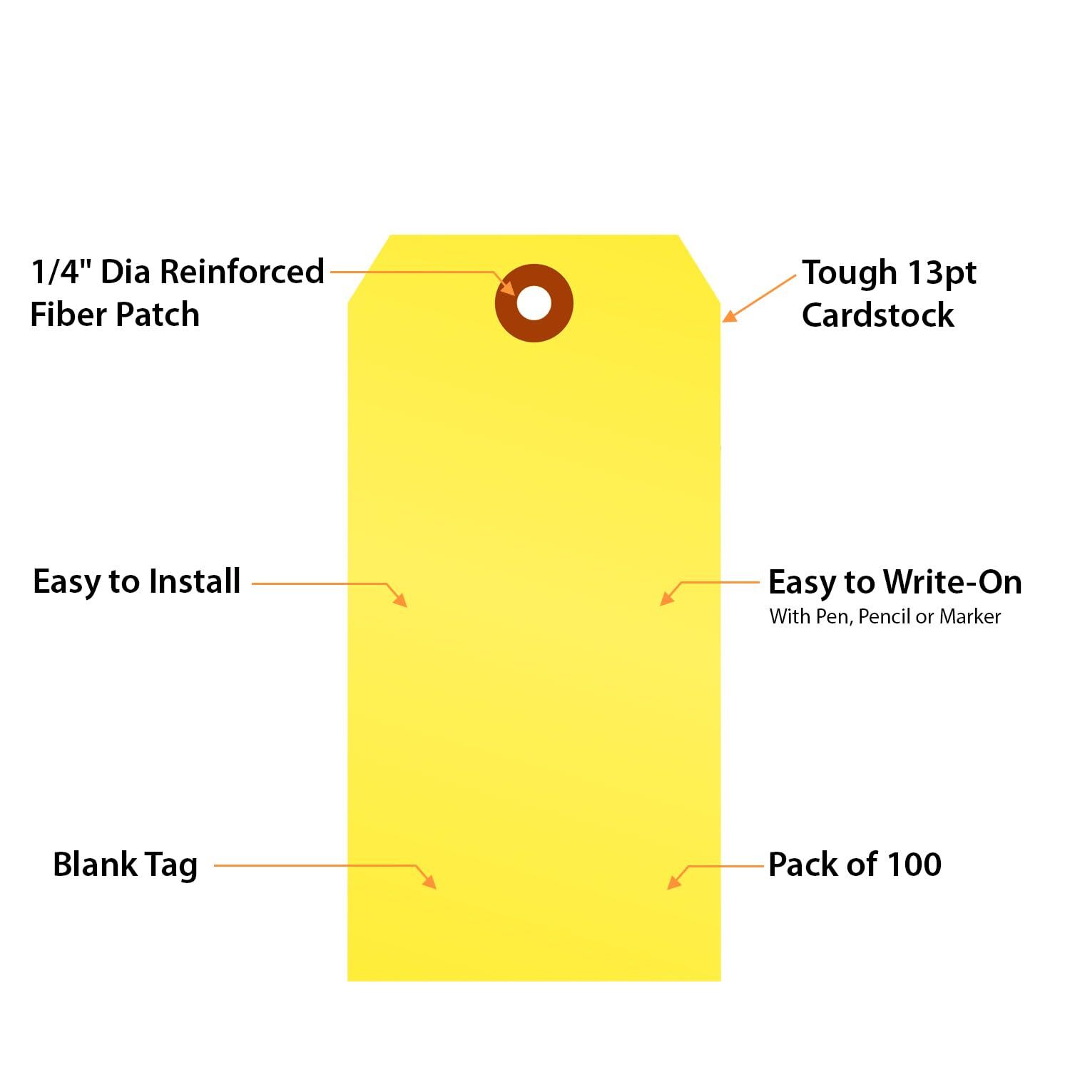 Fluorescent Yellow Blank Tags with Pre-Punched Hole – 100-Pack 4.75″ x 2.375″…