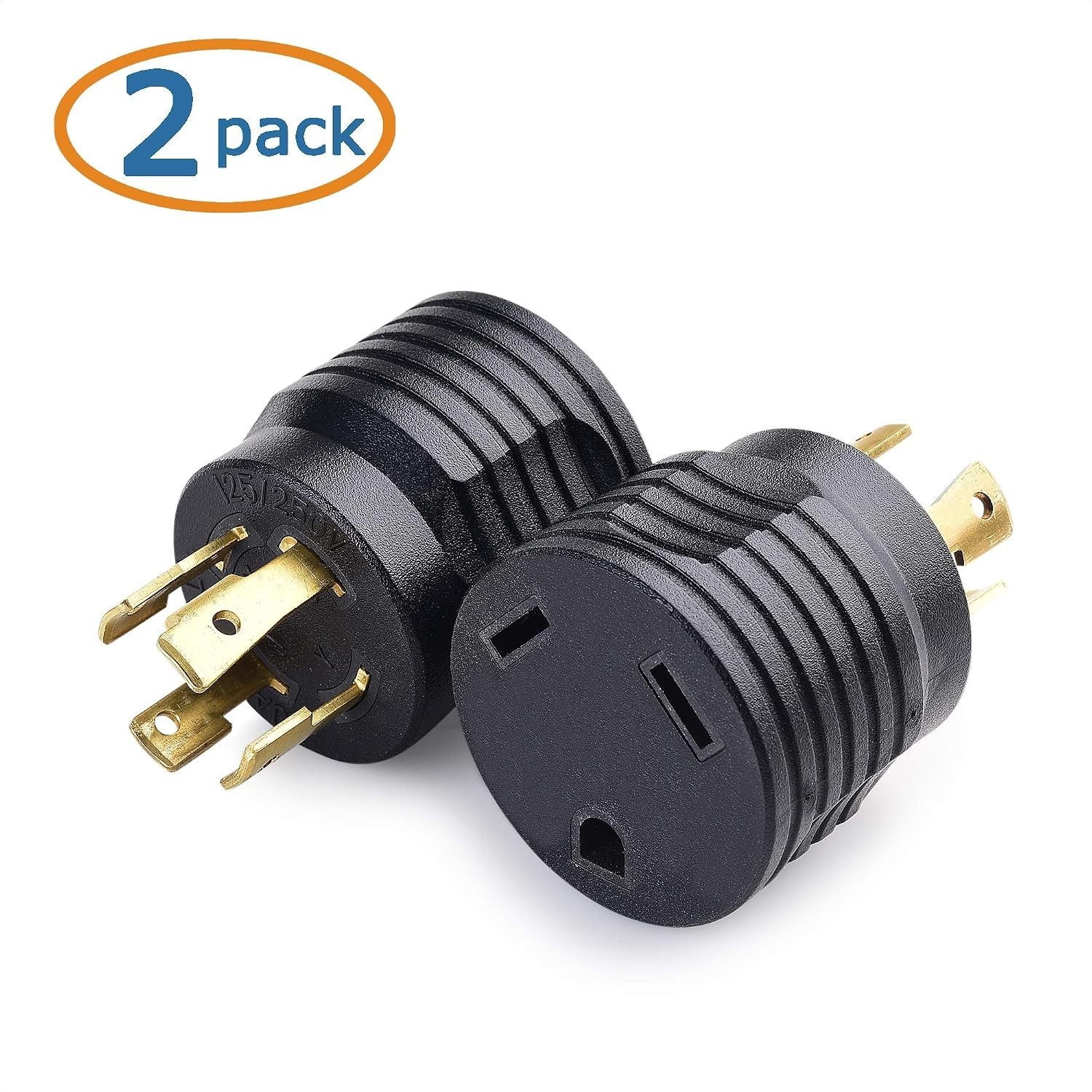 Cable Matters 2 Pack 4 Prong Twist Lock to 30 Amp RV Adapter NEMA L14-30P TT-30R