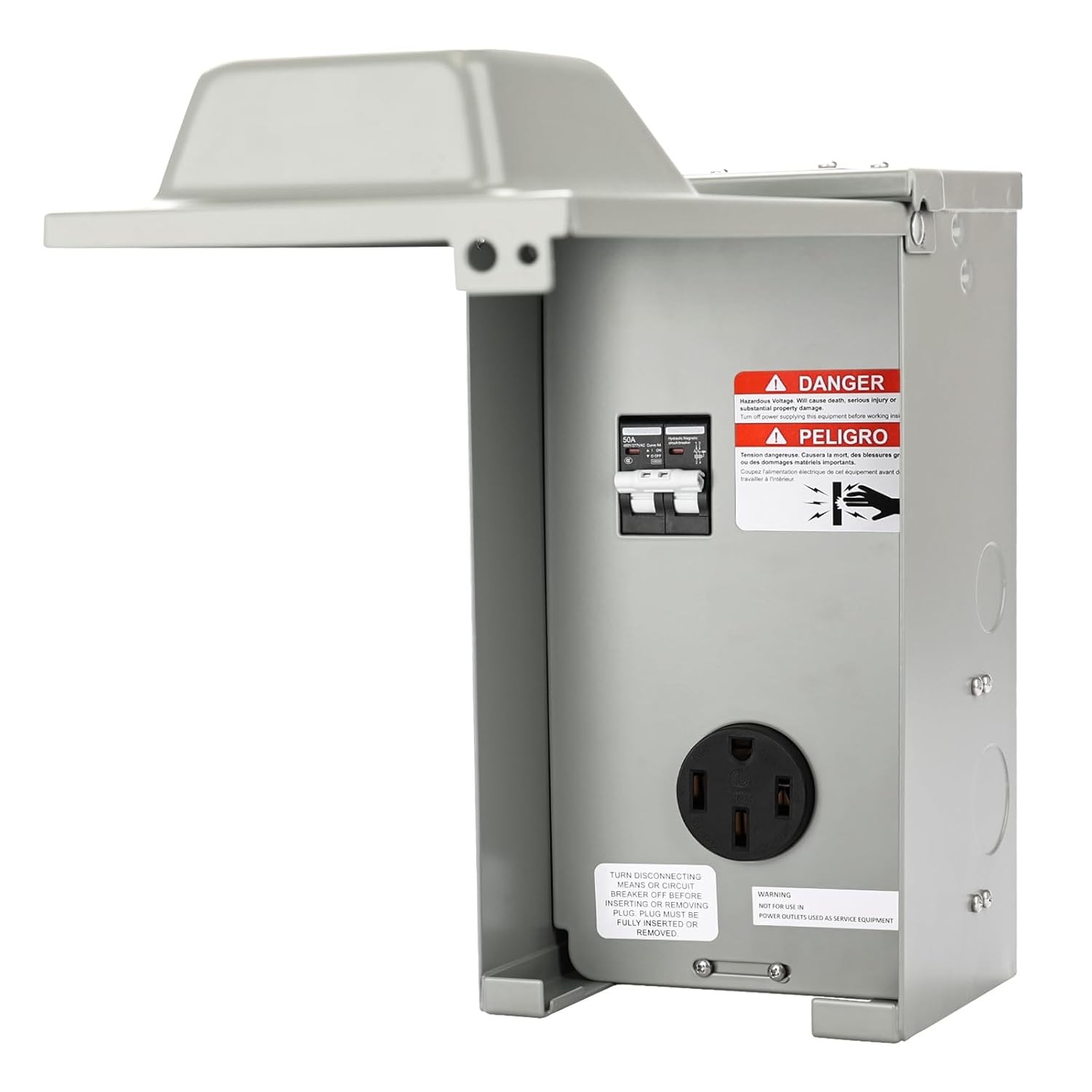 50 Amp RV Power Outlet Box with Breaker ETL Listed Waterproof Enclosure