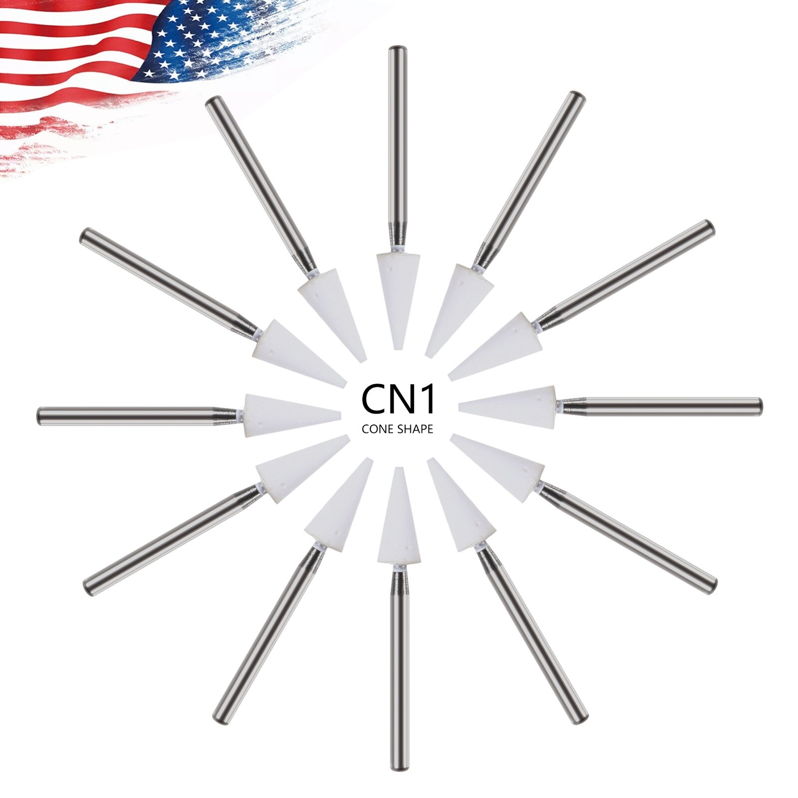 12 Pcs/Box Dental White Polishing Stones Cone Shape FG Burs Arkansas Stone CN1