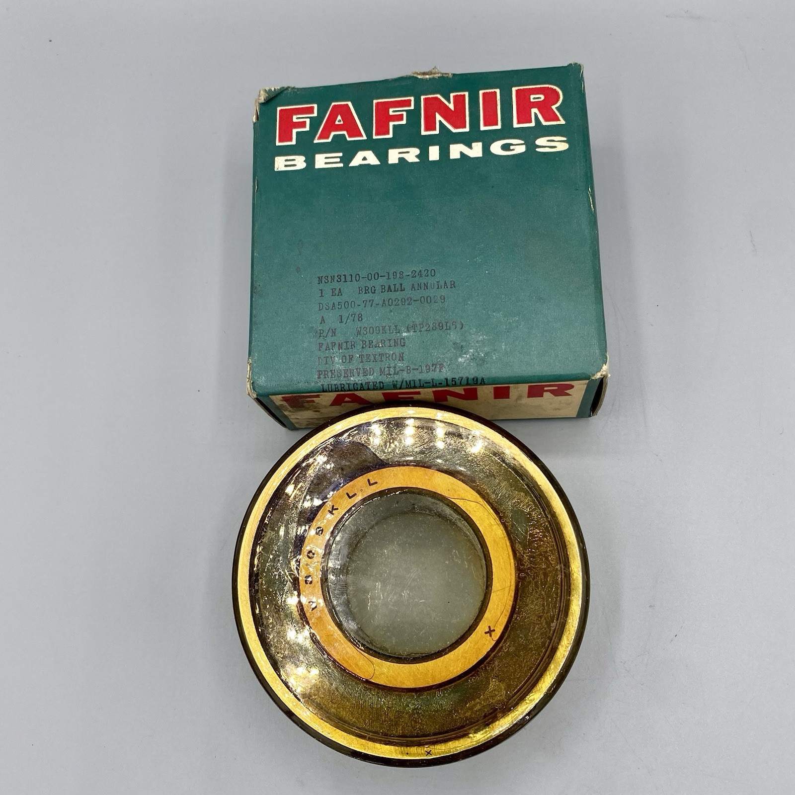 Sealed! FAFNIR W309KLL Metal Shielded Bearing, Made In The USA