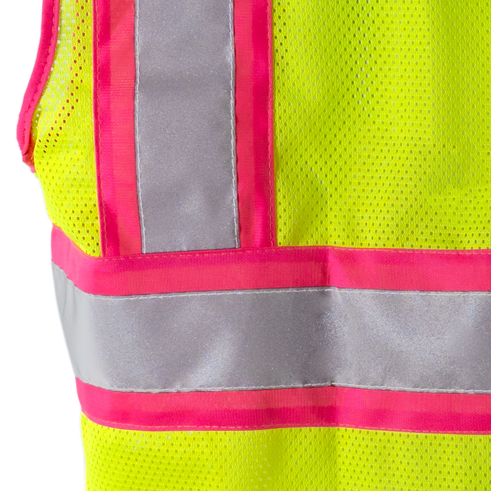 Class 2 Reflective Two Tone Safety Vest Pockets, Lime/pink outline Jorestech