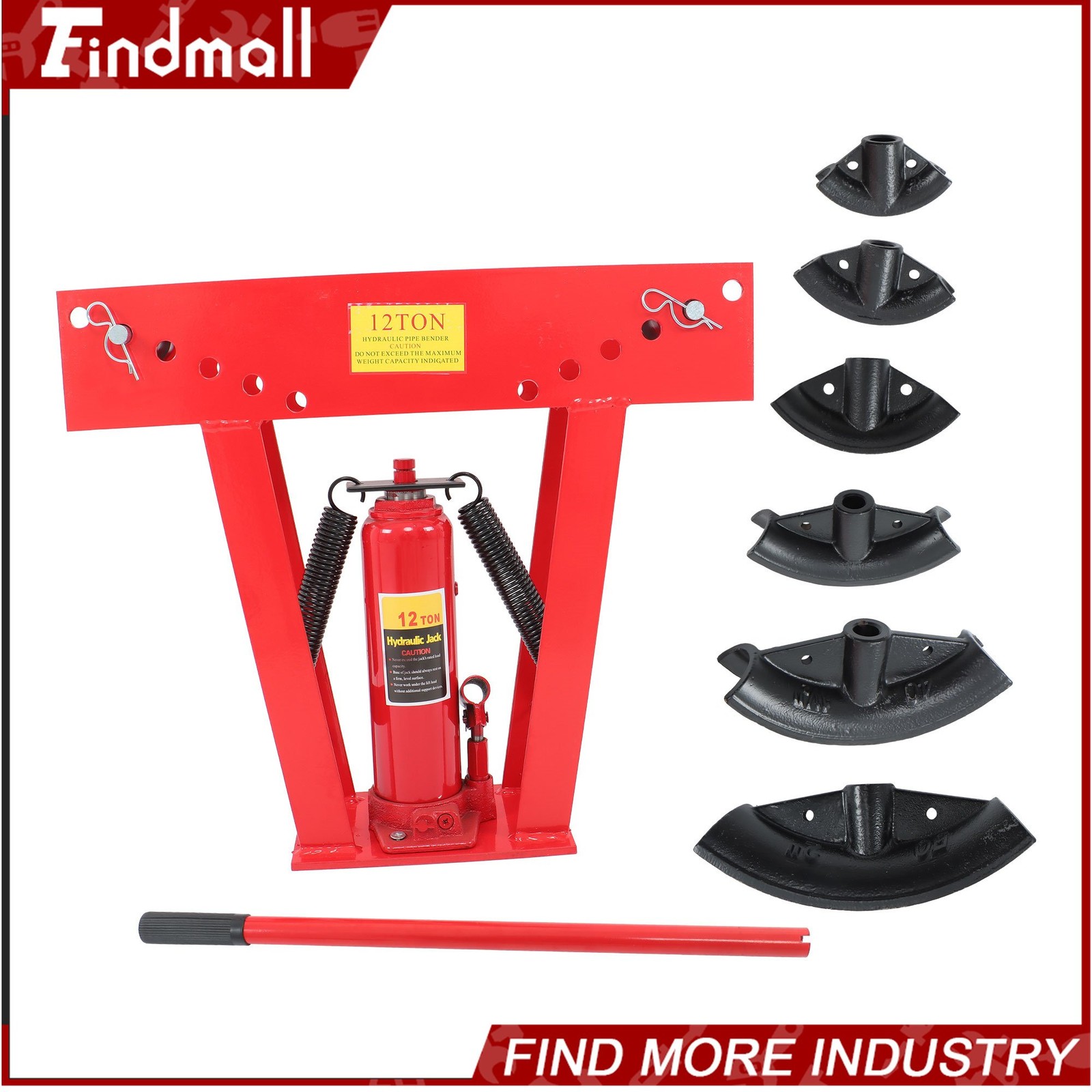 Findmall W/ 6 Dies Copper Exhaust Pipe Bender Manual Hydraulic Tubing Bender 12T