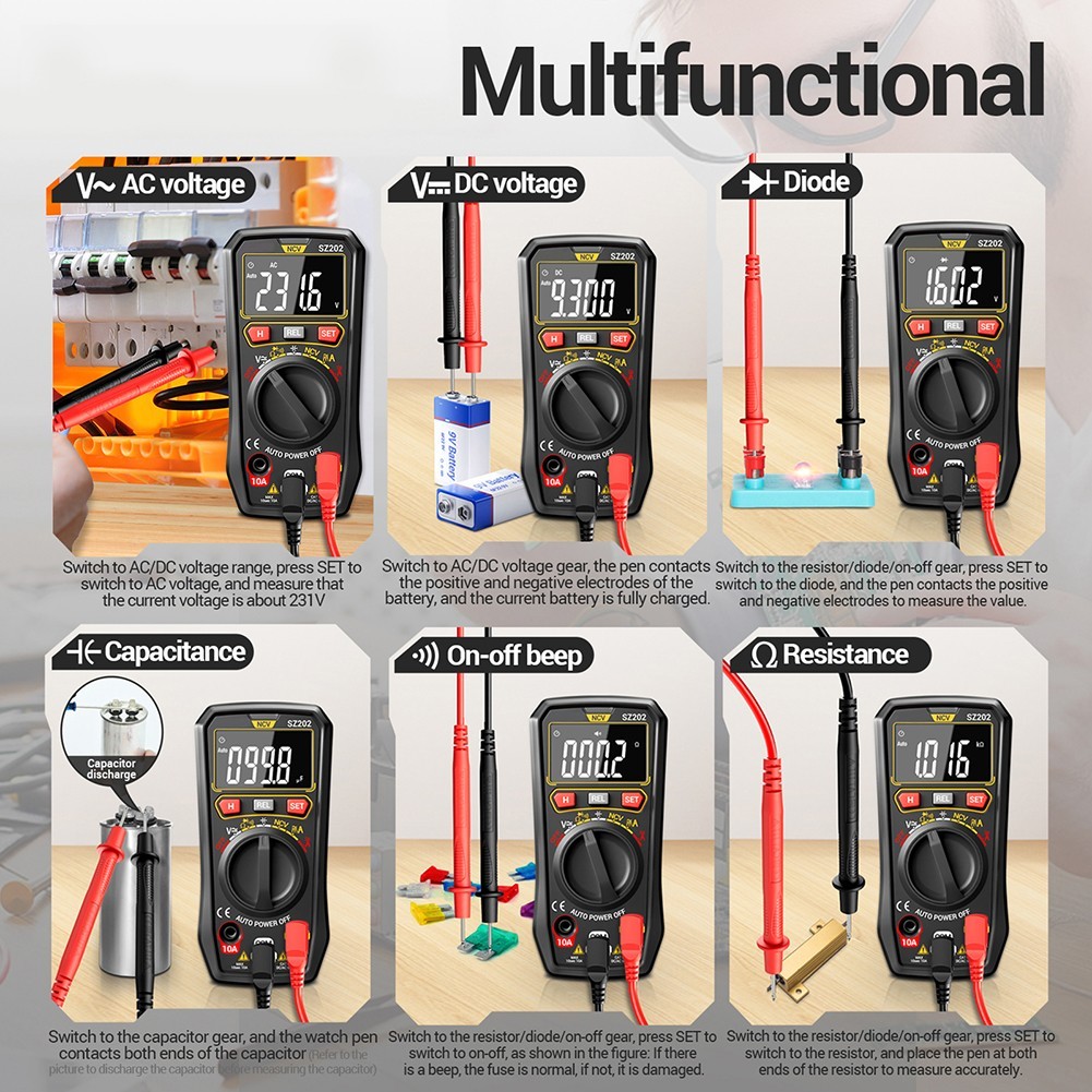 SZ202 Digital Multimeter for Measuring Current and High Voltage Signals