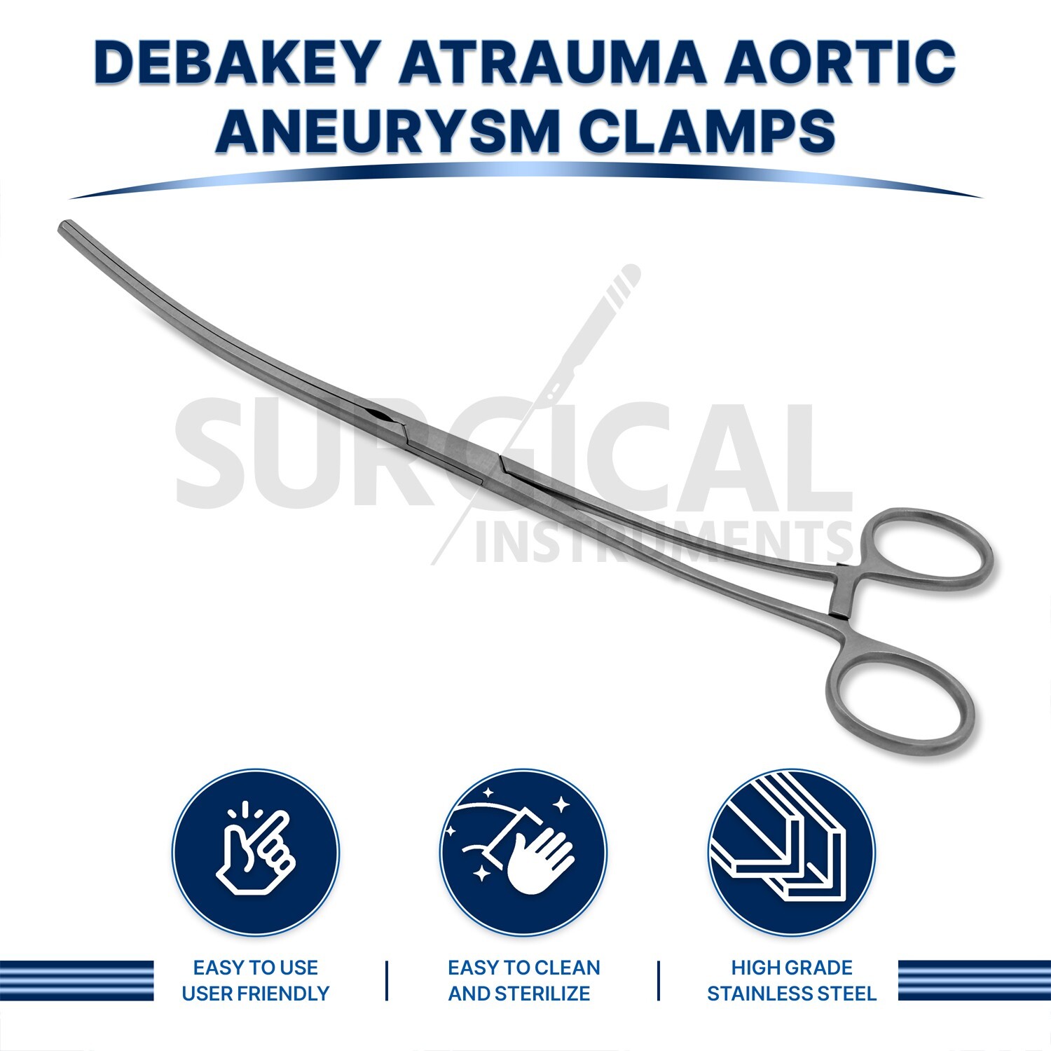 DeBakey Atraumatic Aortic Aneurysm Clamp 10″ Vascular Instrument German Grade