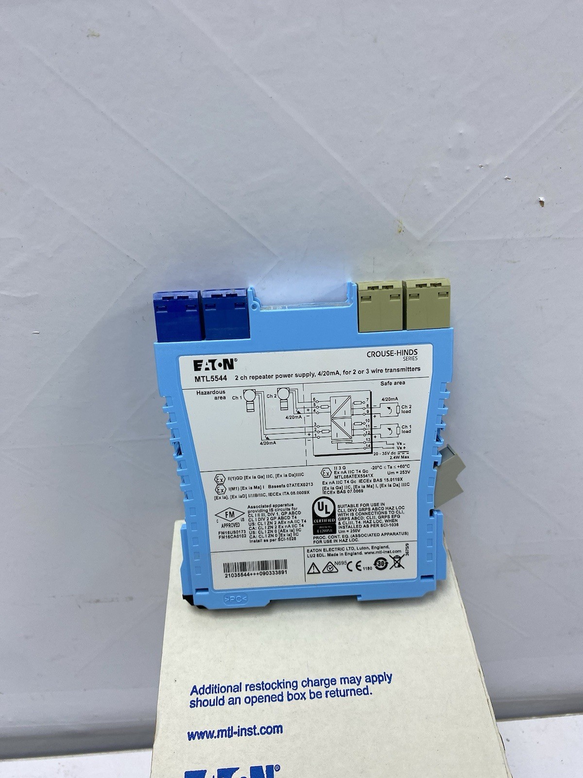 EATON/MTL MTL5544 2CH REPEATER POWER SUPPLY 4/20mA