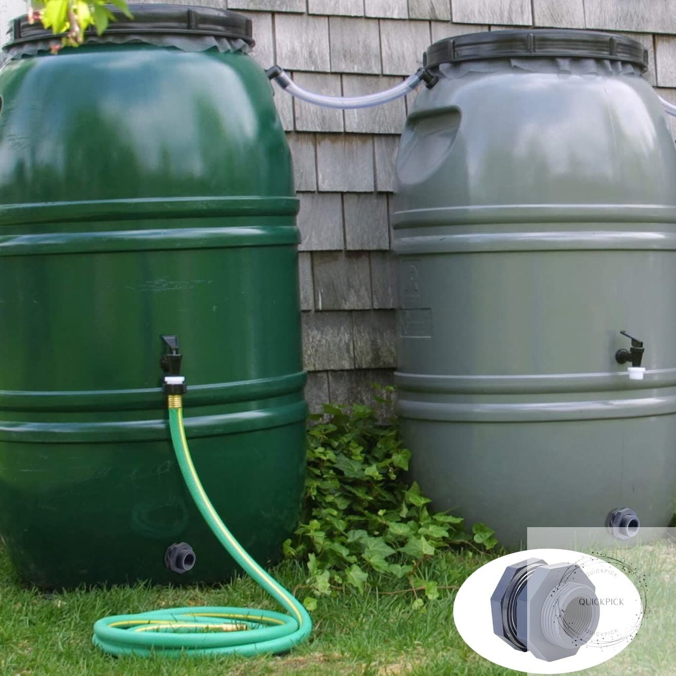 2 Pieces 3/4 Inch PVC Bulkhead Fitting for Water Barrel, Water Tank Rain Barrels