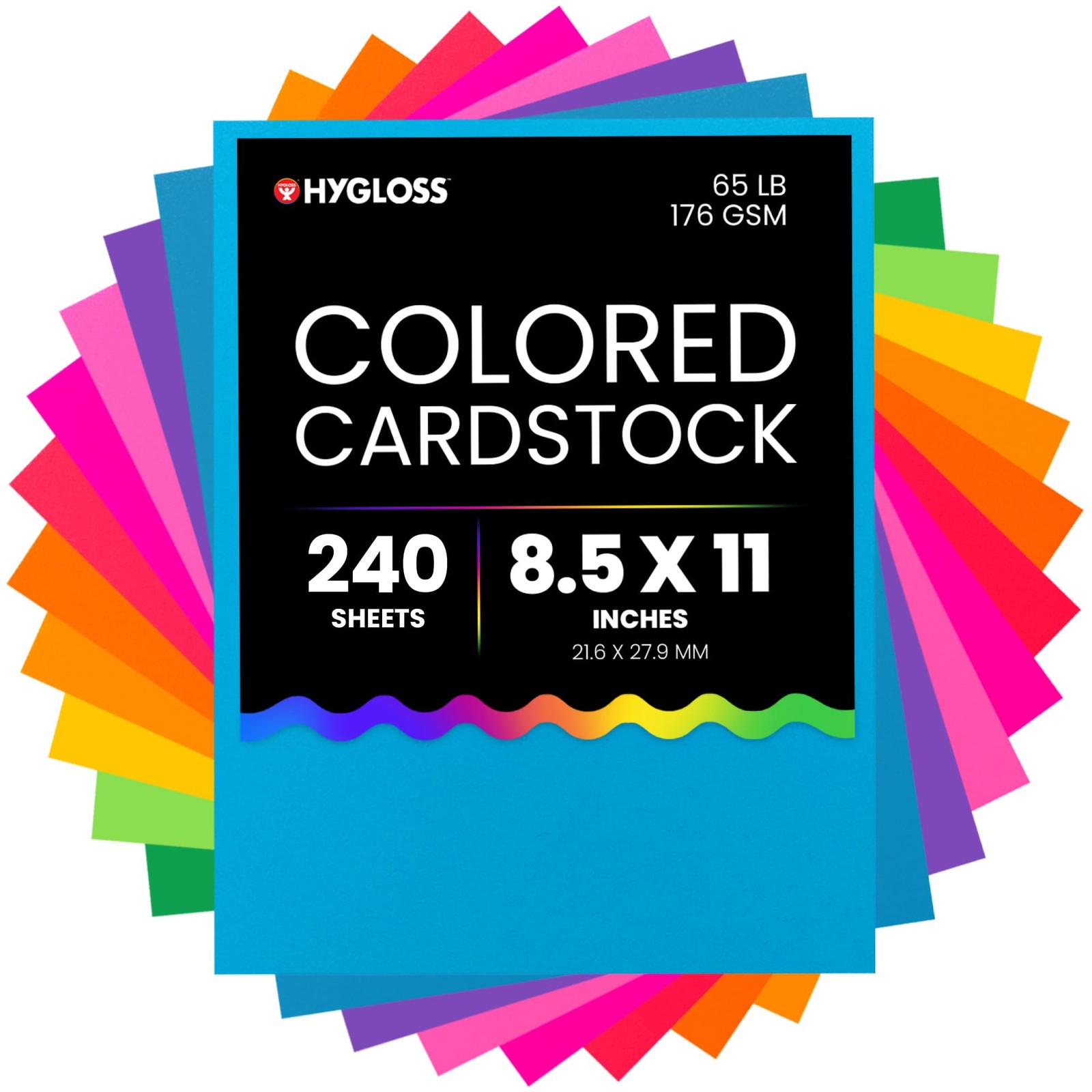 Hygloss bright colored cardstock – 8.5 x 11 Inch, 12 Assorted Colors