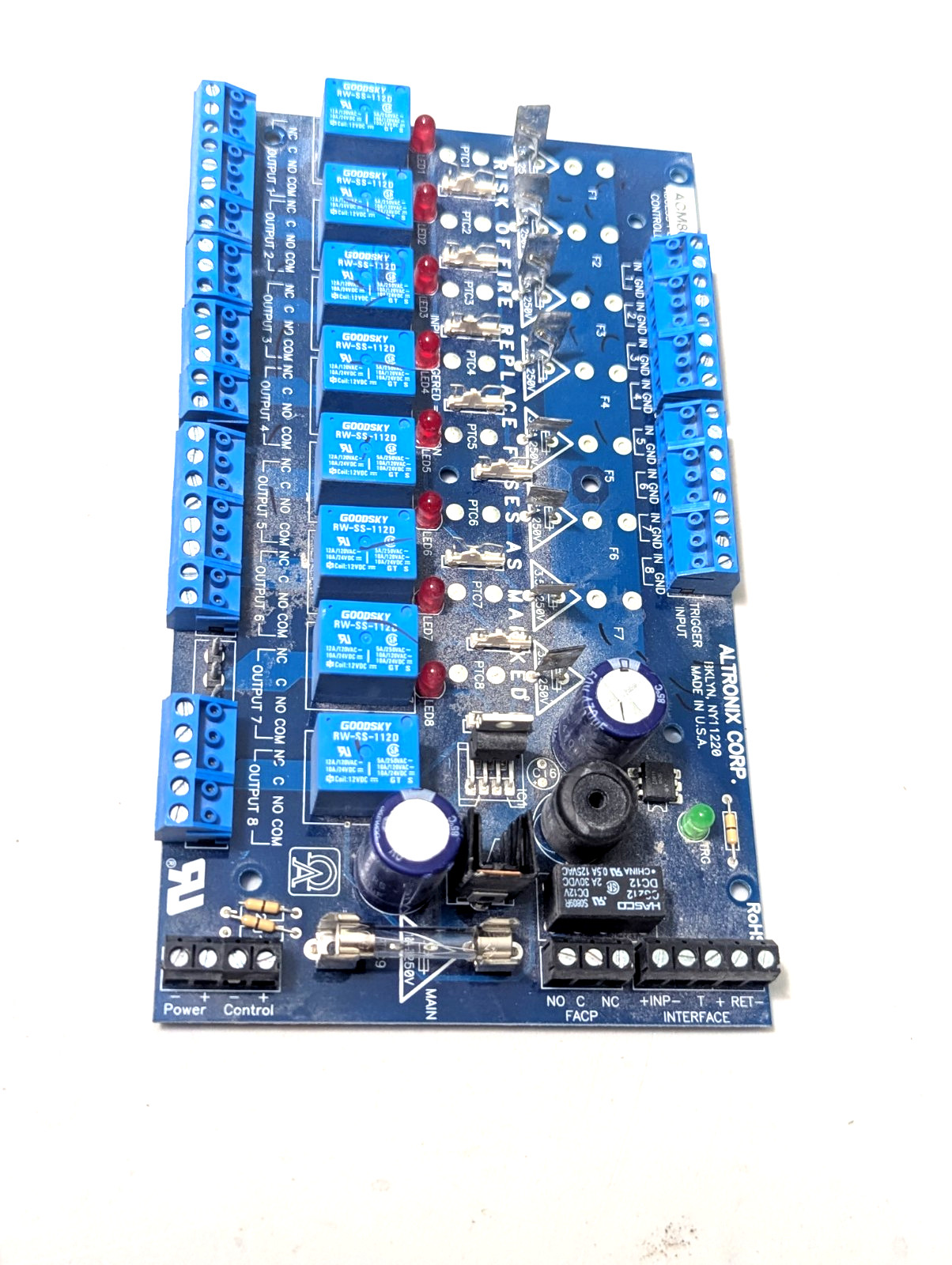 Altronix ACM8CB Access Control Power Supply Controller Board W/ 8 PTC Outputs