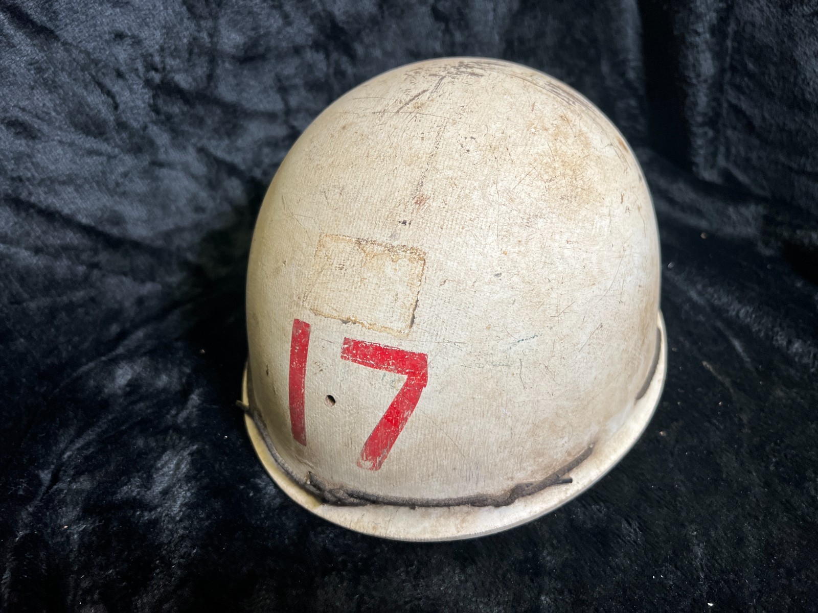 Vintage MSA Skullgard Fiberglass Hard Hat Stencil 17 Red White Miner Cap 1950s