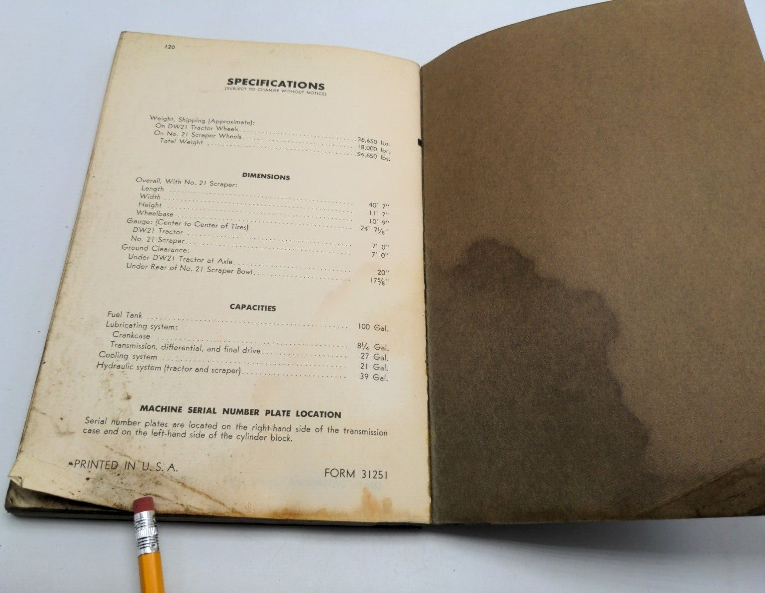 CAT Caterpillar DW21 TRACTOR Parts Catalog Book Manual S/N: 8W1061 – 8W1720