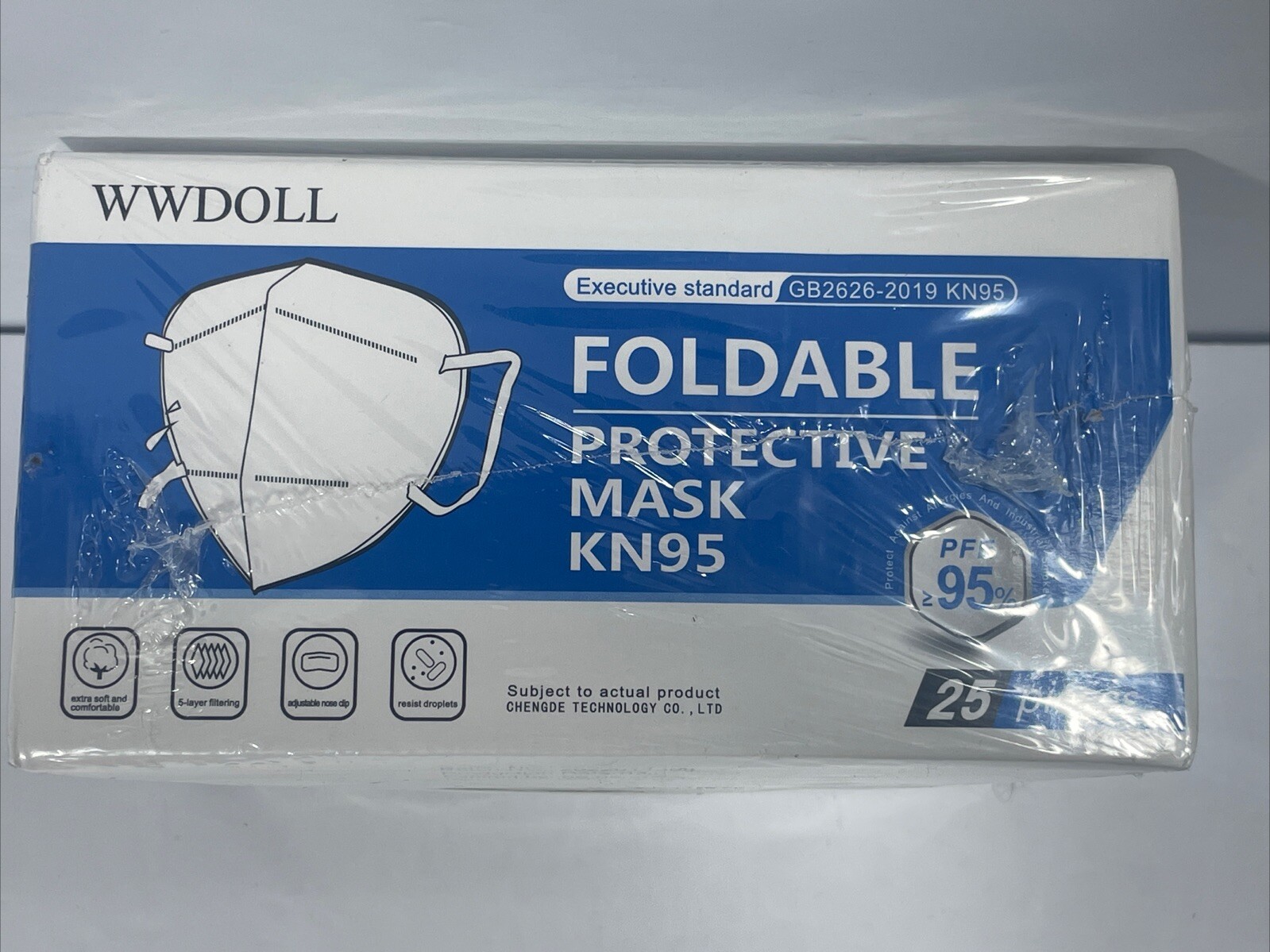 KN95 Face Mask 25 PCs, WWDOLL Masks, Filter Effective Standard GB2626-2019