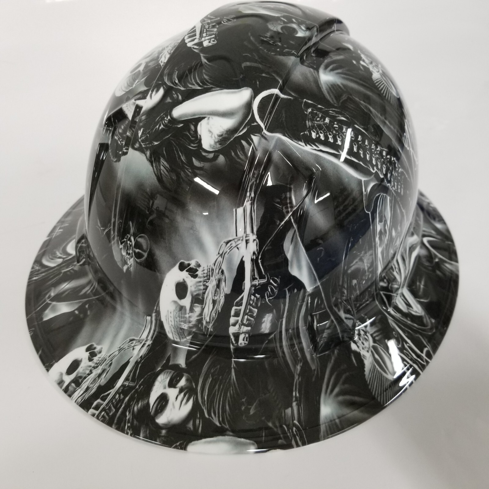 full brim hard hat custom hydro dipped IN RIDE OR DIE OUTLAW BIKER