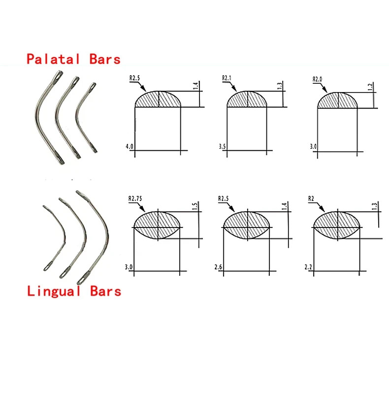 20Pcs/Bag Dental Stainless Steel Removable Palatal/Lingual Bar Positive Retation