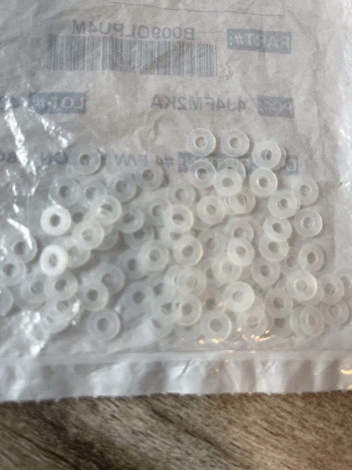 Nylon 6/6 Flat Washer, Plain Finish, Off-White, #4 Hole Size .28OD X 0.3TH