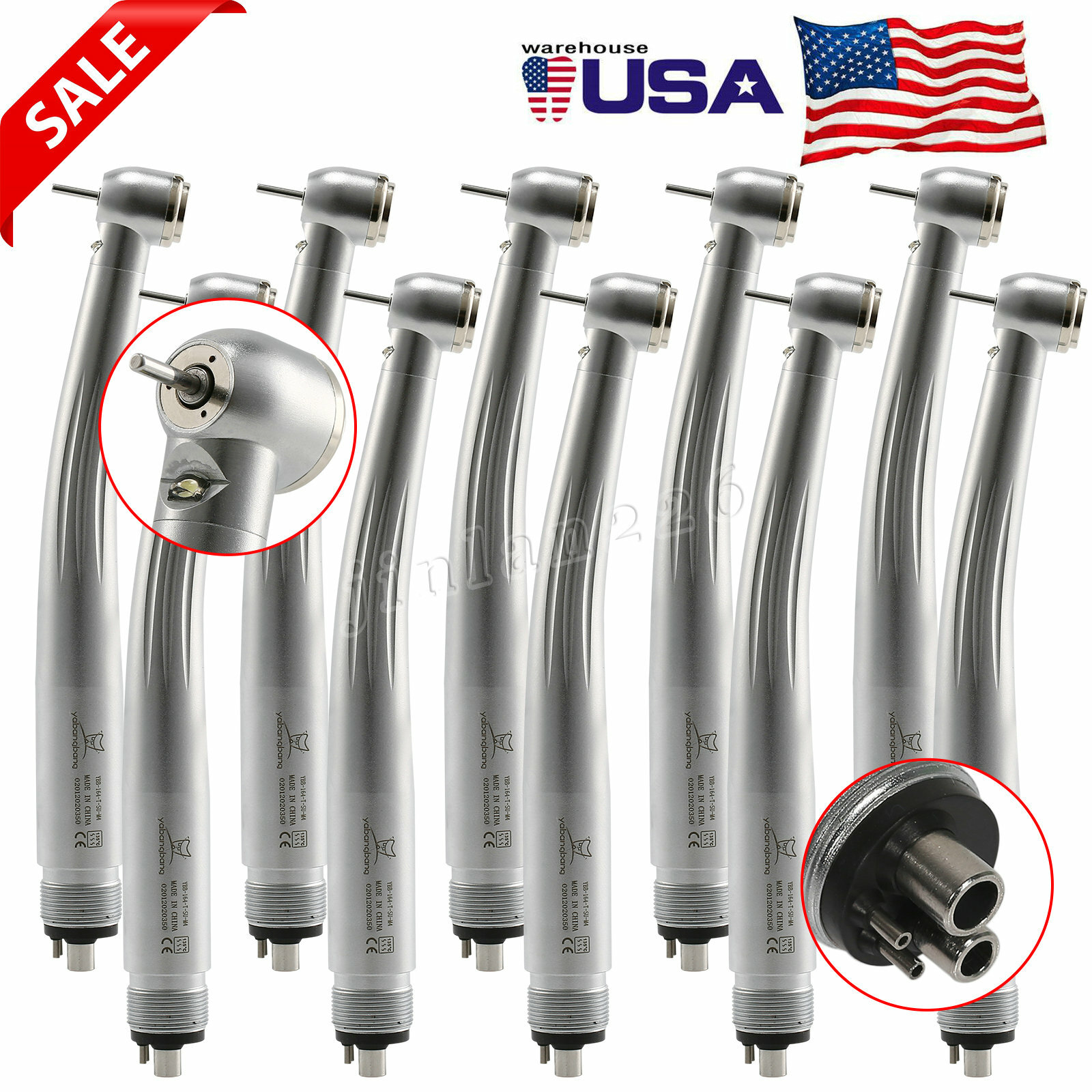 1-10* Yabangbang E-generator Dental LED Fiber Optic High Speed Handpiece 4 hole