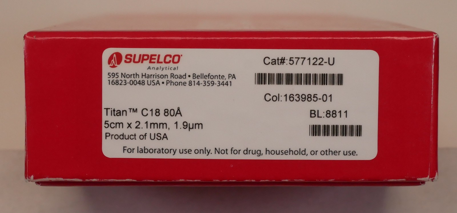 Sigma-Aldrich Supelco Titan C18 1.9 um 80A, 2.1x50mm HPLC Column -New/Sealed