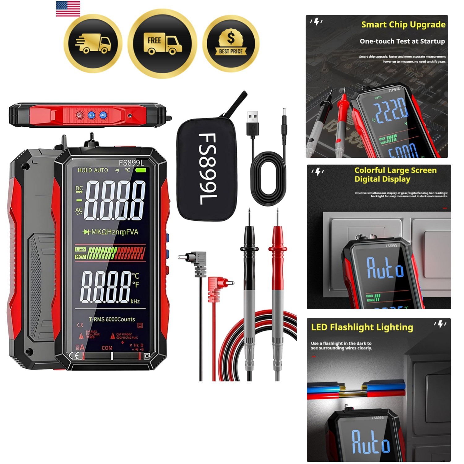 USB Rechargeable Digital Multimeter, 2026 Upgraded Fs899l Multimeter, Automat…