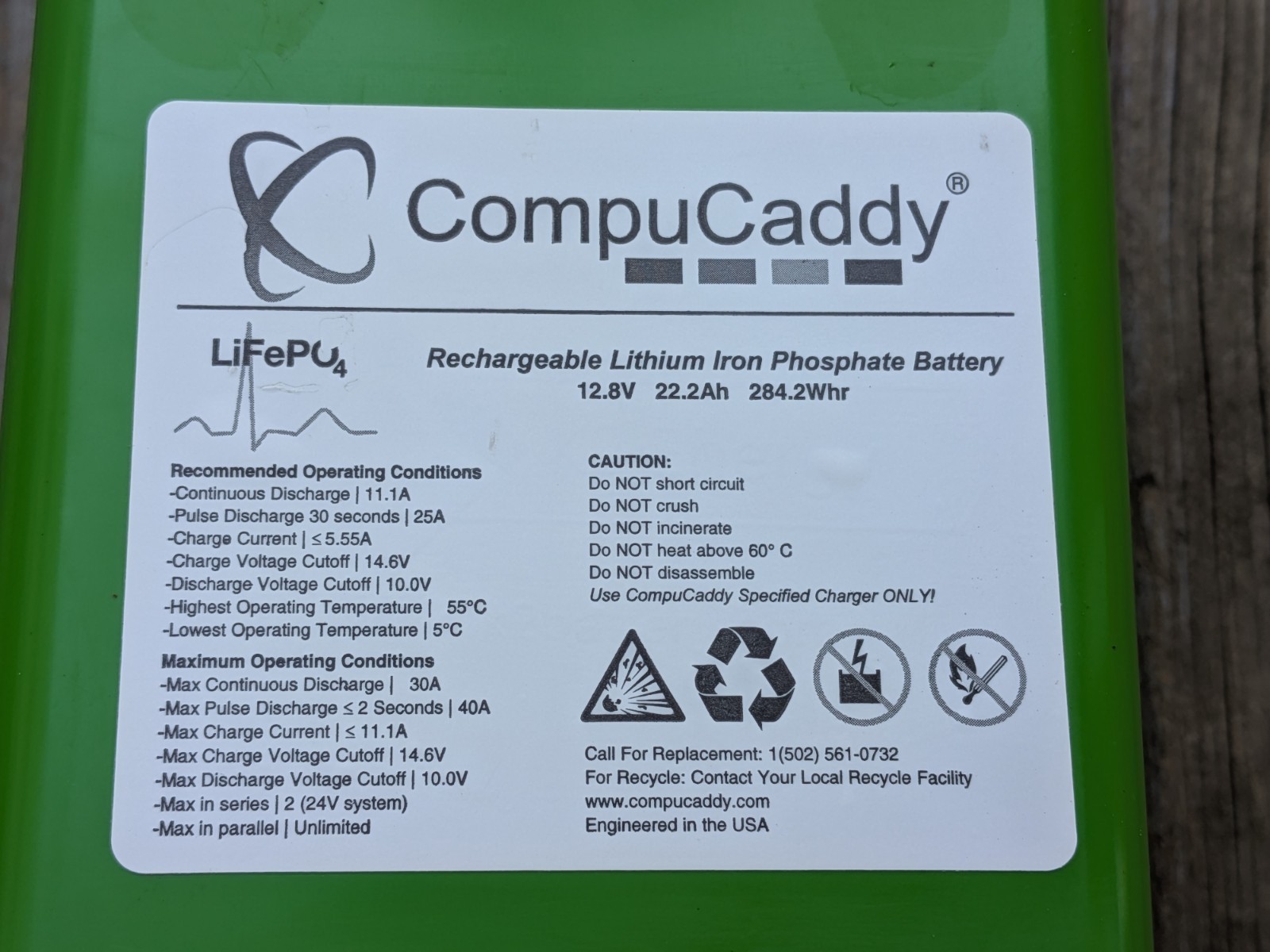 CompuCaddy LiFePO4 12v Battery