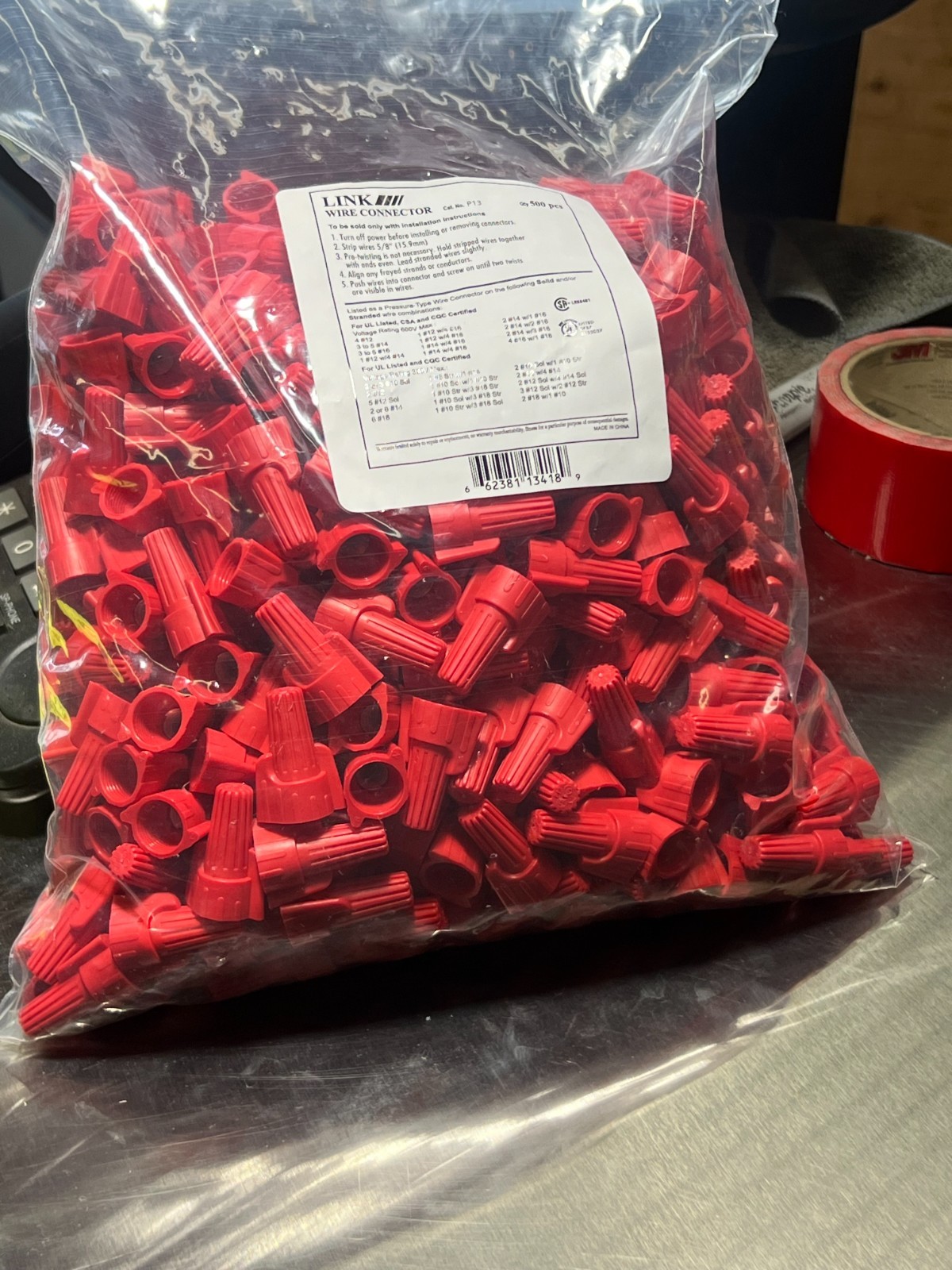 Red Winged 500PCS Type Twist Cable Wire Nuts Connector AWG 22-8 Gauge With Tool