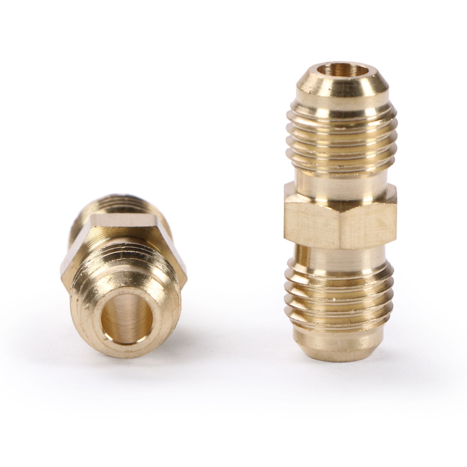 U.S. Solid 2pcs Brass Pipe Fitting Male Tube Coupler, 1/4″ Flare x 1/4″ Flare