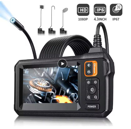 1080P Industrial Endoscope Camera 4.3″ IPS Single Lens Pipe Inspection Camera