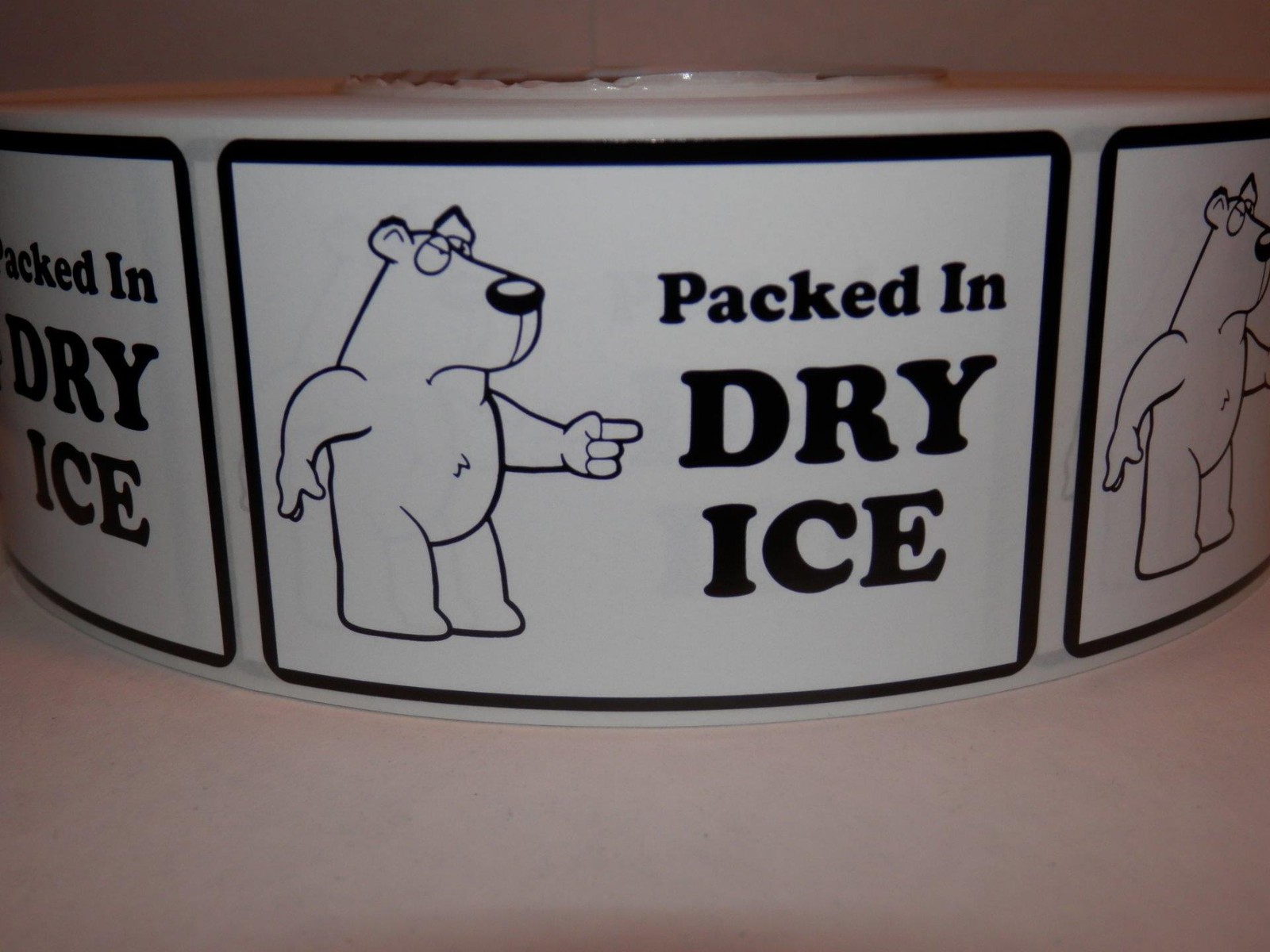 PACKED IN DRY ICE 2X3 Warning Label Sticker 250 per roll