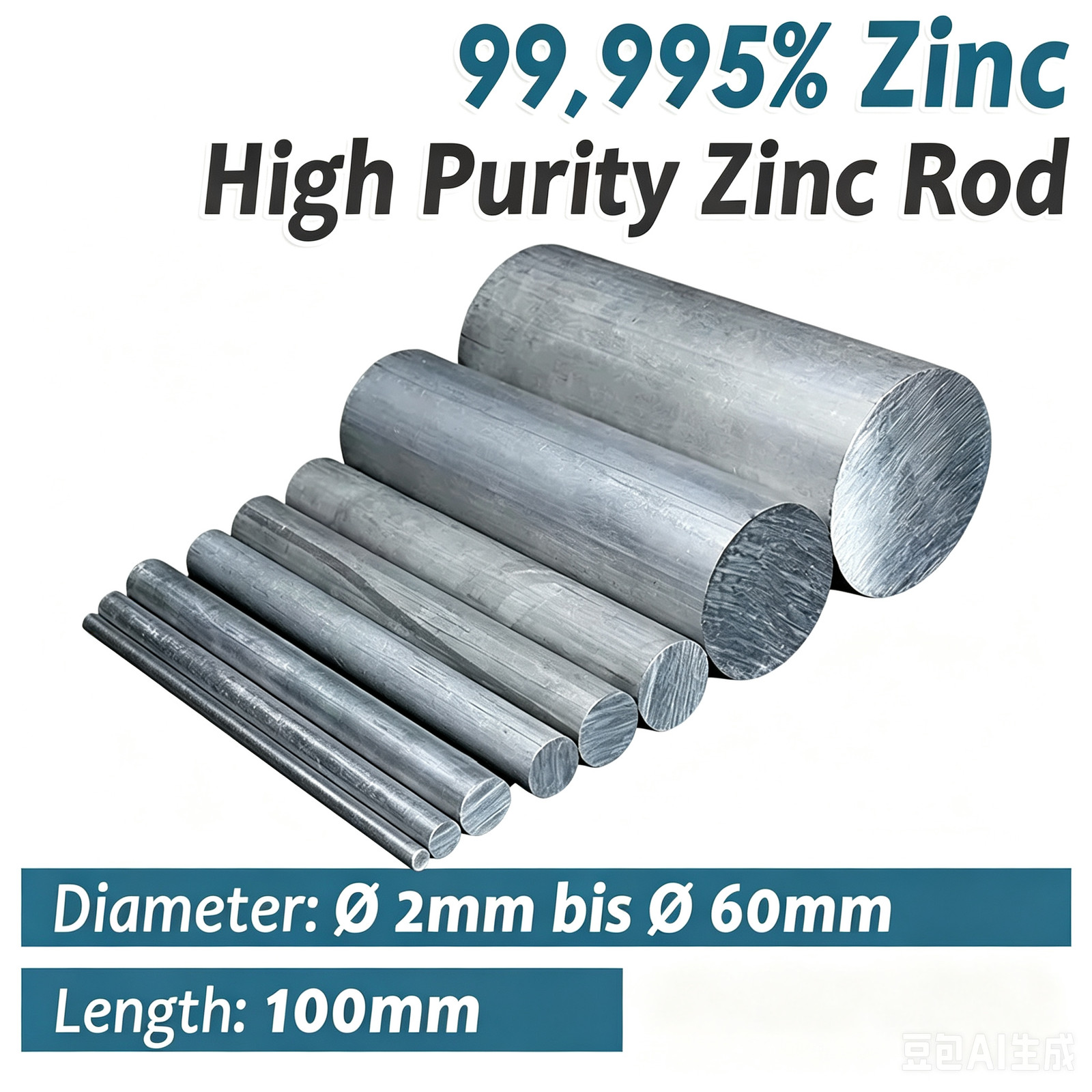 Round Zinc Bar 99.9% Pure Zinc Rod, Marine Anticorrosion, Pure Metal Zinc Anode