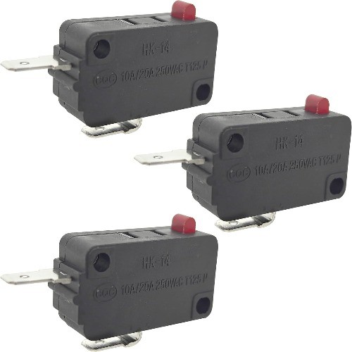 HK 14 Normally Closed NC Micro Switch 3 Pack Red Button 10A 250V 2 Color: Red