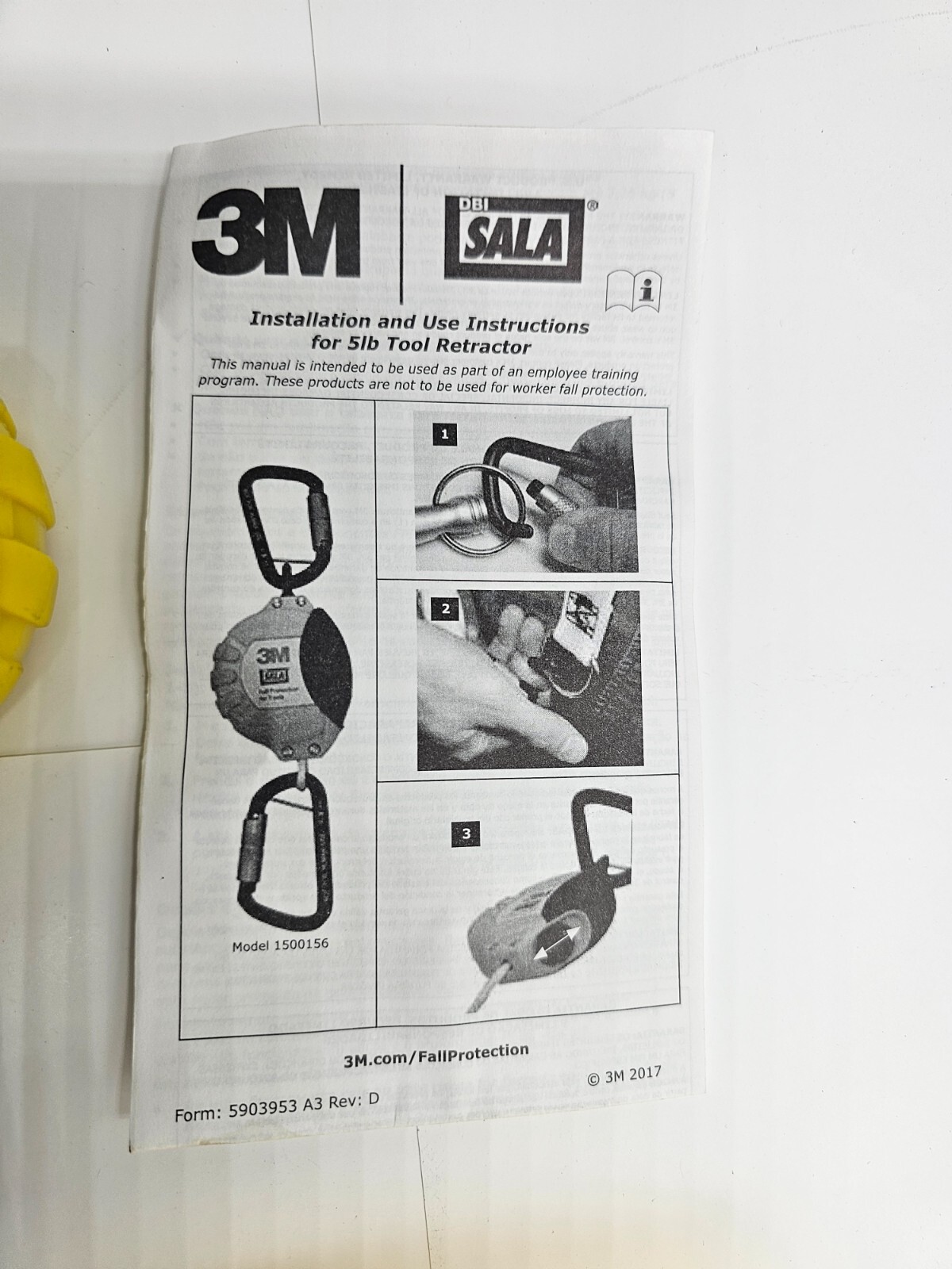 3M Dbi-Sala Tool Lanyard Retractable 1500156 Weight Capacity 5 lb. (2.3 kg)