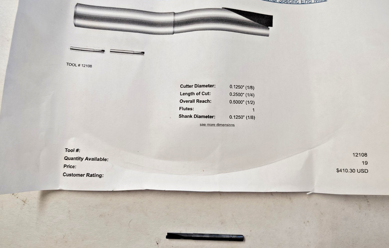 Harvey Tool #12108 1/8″ Diamond PCD End Mill For Non-Ferrous Square