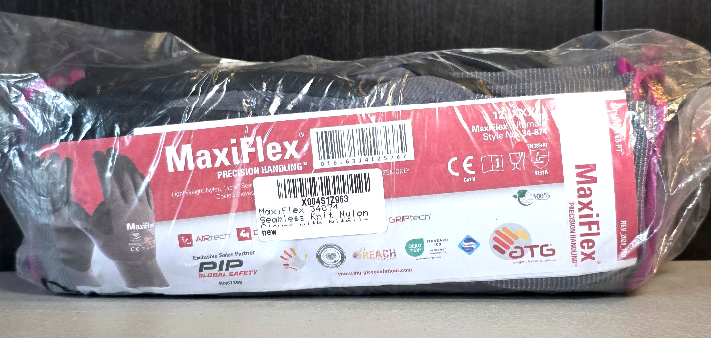 MaxiFlex Ultimate Precision Handling Seamless Coated Gloves 12 Pack XXXL Sealed