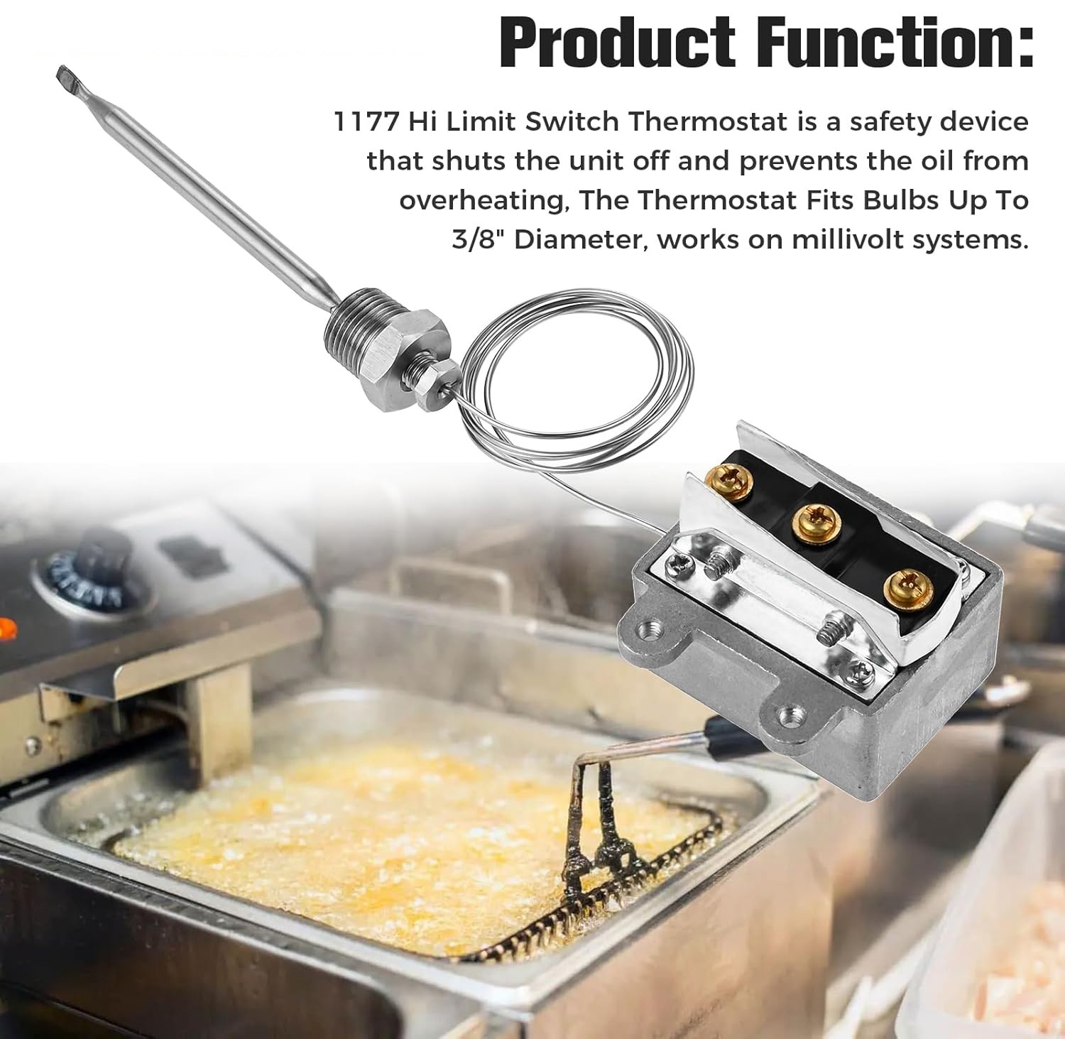 3/8 “-18 NPT 1177 Gas Fryer High Limit Safety Deep Fryer Thermostats 232℃ /450℉