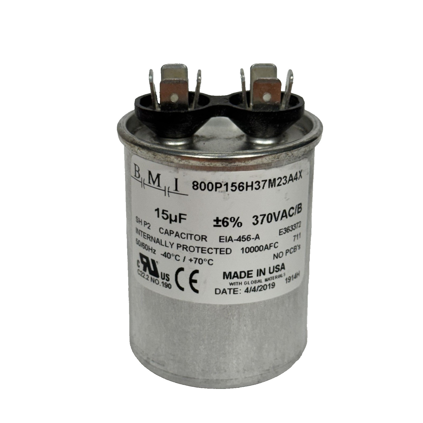 Motor run capacitors 15.0MFD 370VAC 50/60Hz