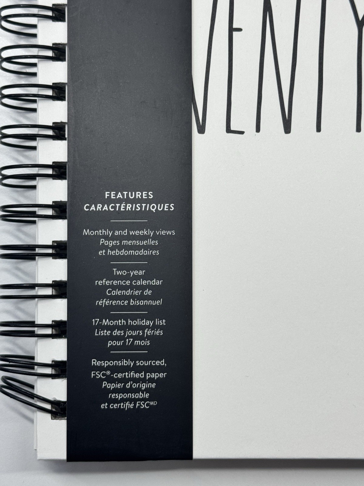 2026 2027 Planner RAE DUNN Spiral Hard Cover 17-Month 2027 Black White LARGE