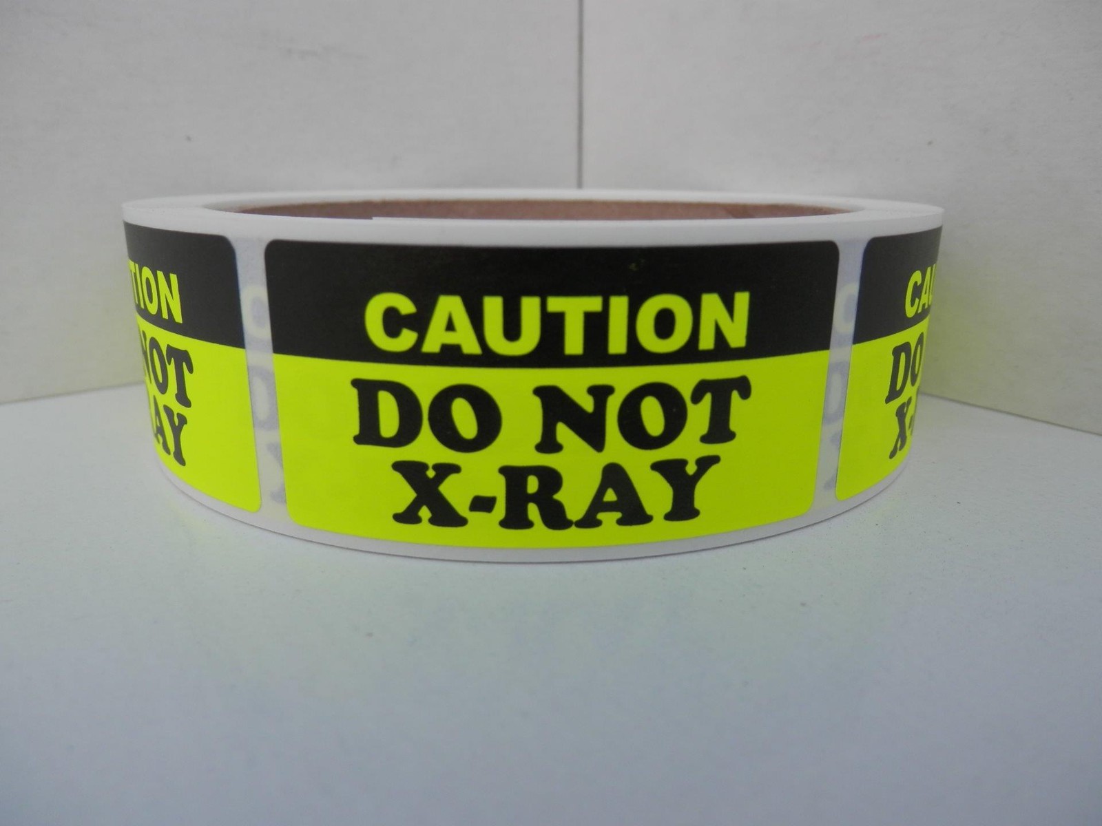 CAUTION DO NOT X-RAY 1×2 Warning Sticker Label fluor chartreuse bkgd 250/rl